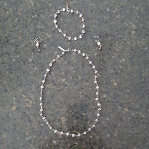 Necklace, bracelet, earrings beaded set